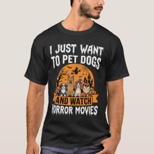 ハロウィーンの犬のホラー映画ベクター おもしろい Tシャツ
