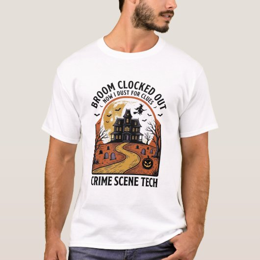 ハロウィーンの犯罪現場技術者のTシャツ 楽しいハロウィーンのホラー Tシャツ (正面)