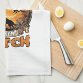 ハロウィーンの狼月魔女の夜 コウモリのデザイン_1 キッチンタオル (四つ折り)
