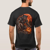 ハロウィーンの狼男 - 夜の恐ろしい人狼 Tシャツ (裏面)