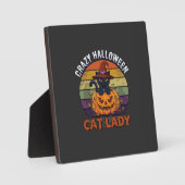 ハロウィーンの猫好きのための黒いカボチャの魔女の帽子 フォトプラーク (正面)