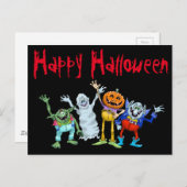 ハロウィーンの生き物が手を振って、はがき。 ポストカード (正面/裏面)