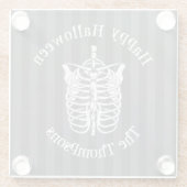 ハロウィーンの白黒の不気味スケルトン ガラスコースター (裏面)