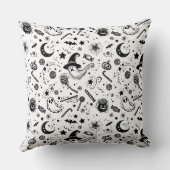 ハロウィーンの白黒ラインアート クッション (裏面)