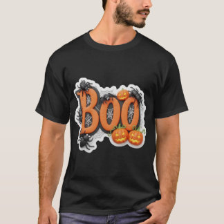 ハロウィーンの立体的なお化けの文字デザイン Tシャツ