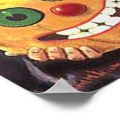 ハロウィーンの笑顔の魔女とカボチャ ポスター (角)