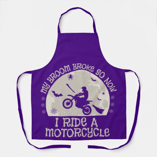 ハロウィーンの箒が壊れたので、私はバイクに乗る エプロン (正面)