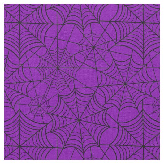 ハロウィーンの紫のクモの巣 ファブリック (クローズアップ)