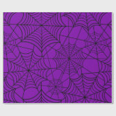 ハロウィーンの紫のクモの巣 ラッピングペーパー (フラット)