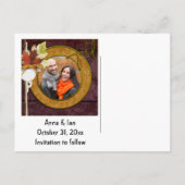 ハロウィーンの結婚式の日付を保存 案内ポストカード (裏面)