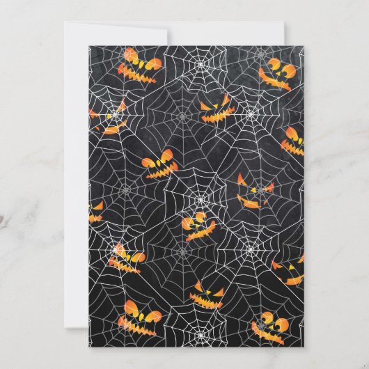 ハロウィーンの結婚式食べの招待と飲み物と怖さ 招待状 (裏面)