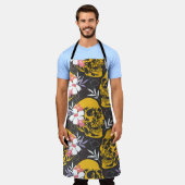 ハロウィーンの継ぎ目のないカラフルと怖い模様 エプロン (着用した状態)