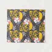 ハロウィーンの継ぎ目のないカラフルと怖い模様 タペストリー (正面(横))