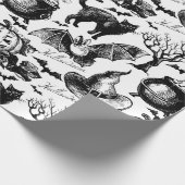 ハロウィーンの継ぎ目のないパターンをスケッチ ラッピングペーパー (角)