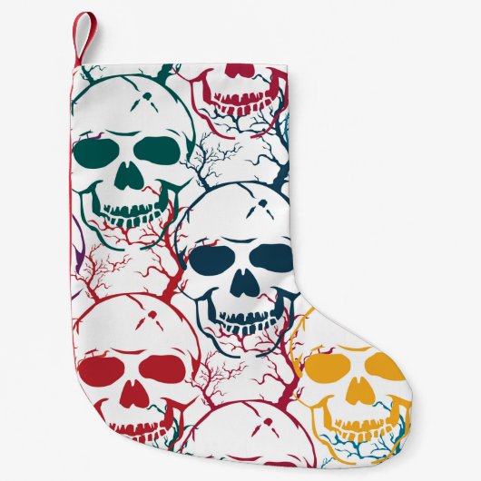 ハロウィーンの継ぎ目のない模様とスカル。B スモールクリスマスストッキング (正面)