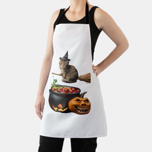 ハロウィーンの縁側の猫。クラシックTシャツ エプロン (インサイチュ)