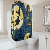 ハロウィーンの背景。月とシームレスなパターン、 シャワーカーテン (インサイチュ)