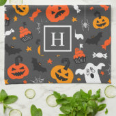 ハロウィーンの色の記号パターン キッチンタオル (折り畳み)