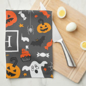 ハロウィーンの色の記号パターン キッチンタオル (四つ折り)