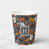 ハロウィーンの色の記号パターン 紙コップ (裏面)