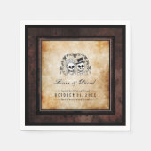 ハロウィーンの茶色のゴシック骨格の一致結婚する スタンダードカクテルナプキン (正面)