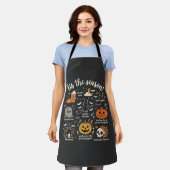 ハロウィーンの落書きティス・ザ・シーズン魔女デザイン エプロン (着用した状態)