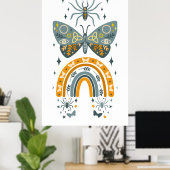 ハロウィーンの虹、蝶とクモ ポスター (ホームオフィス)