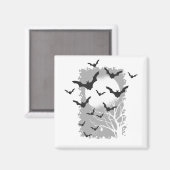 ハロウィーンの蝙蝠 シルエット 黒い空飛ぶ吸血鬼 マグネット (正面/裏面)