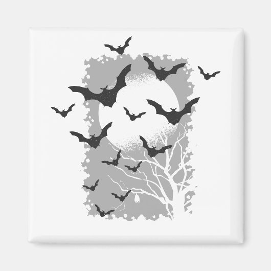 ハロウィーンの蝙蝠 シルエット 黒い空飛ぶ吸血鬼 マグネット (正面)