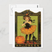 ハロウィーンの衣装と猫 ポストカード (正面/裏面)