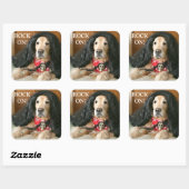 ハロウィーンの衣装にゴールデンレトリバー犬の岩 スクエアシール (シート)