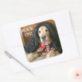 ハロウィーンの衣装にゴールデンレトリバー犬の岩 スクエアシール (封筒)