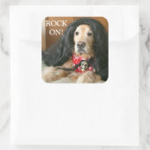 ハロウィーンの衣装にゴールデンレトリバー犬の岩 スクエアシール (バッグ)