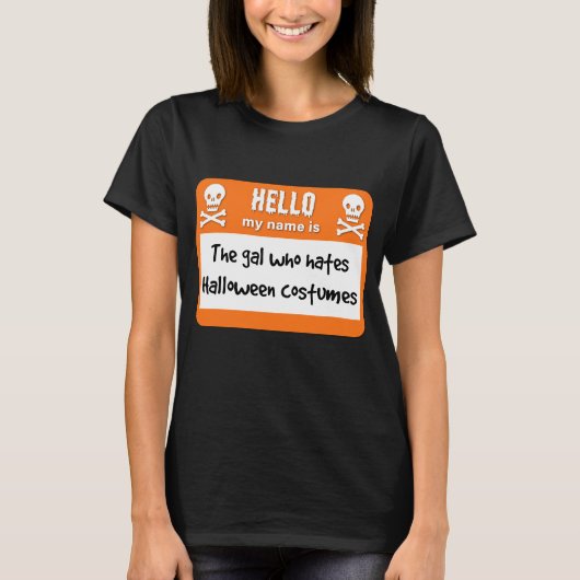 ハロウィーンの衣装のネームタグが嫌いなギャル Tシャツ (正面)