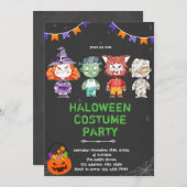 ハロウィーンの衣装の招待状 サンキューカード (正面/裏面)