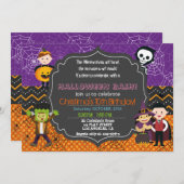 ハロウィーンの衣装の誕生日パーティーの招待状 招待状 (正面/裏面)