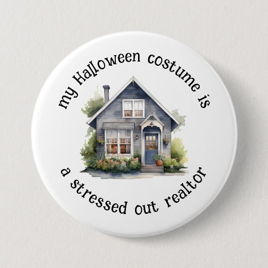 ハロウィーンの衣装はストレスの多い不動産仲介業者おもしろい。 缶バッジ (正面)