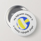 ハロウィーンの衣装はバレーボールの選手おもしろい。 缶バッジ (正面&裏面)