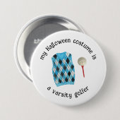ハロウィーンの衣装は大学のゴルファーおもしろいだ。 缶バッジ (正面&裏面)