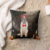 ハロウィーンの衣装を着たサンバーナード犬 クッション (ブランケット)