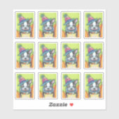 ハロウィーンの衣装を着た可愛いボストンテリアピエロ シール (シート)