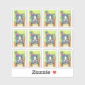 ハロウィーンの衣装を着た可愛いボストンテリアピエロ シール (シート)