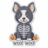 ハロウィーンの衣装を着た可愛い犬 シール (正面)