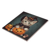 ハロウィーンの衣装を着た子猫とジャック・オ・ランタン タイル (側面)