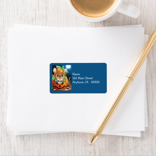 ハロウィーンの衣装カボチャのマウスの水のカラーアート ラベル (インサイチュ)