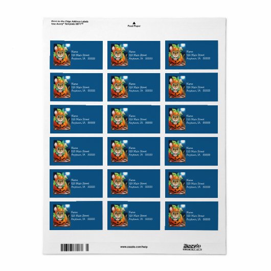 ハロウィーンの衣装カボチャのマウスの水のカラーアート ラベル (フルシート)