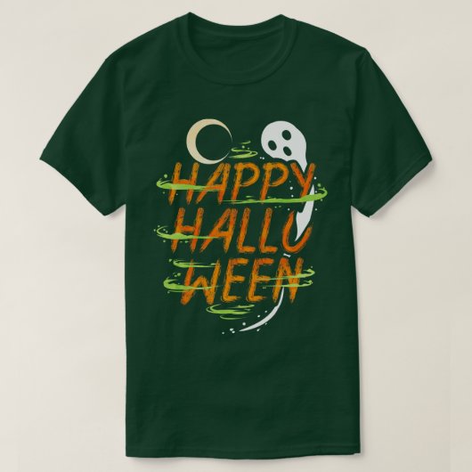 ハロウィーンの衣装スピリット幽霊ムーンウィーズ幸せH Tシャツ (デザイン正面)