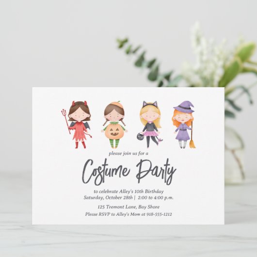 ハロウィーンの衣装バースデーパーティーの招待状 招待状 (スタンド正面)