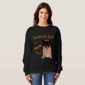 ハロウィーンの衣装パグ犬Tシャツおもしろいパグ恋人G スウェットシャツ (正面フル)