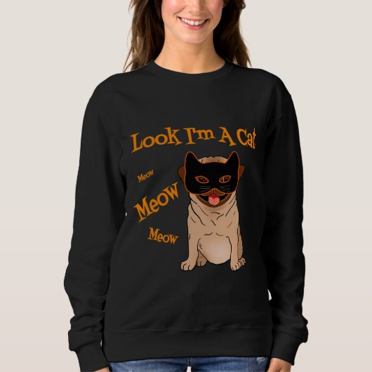 ハロウィーンの衣装パグ犬Tシャツおもしろいパグ恋人G スウェットシャツ (正面)